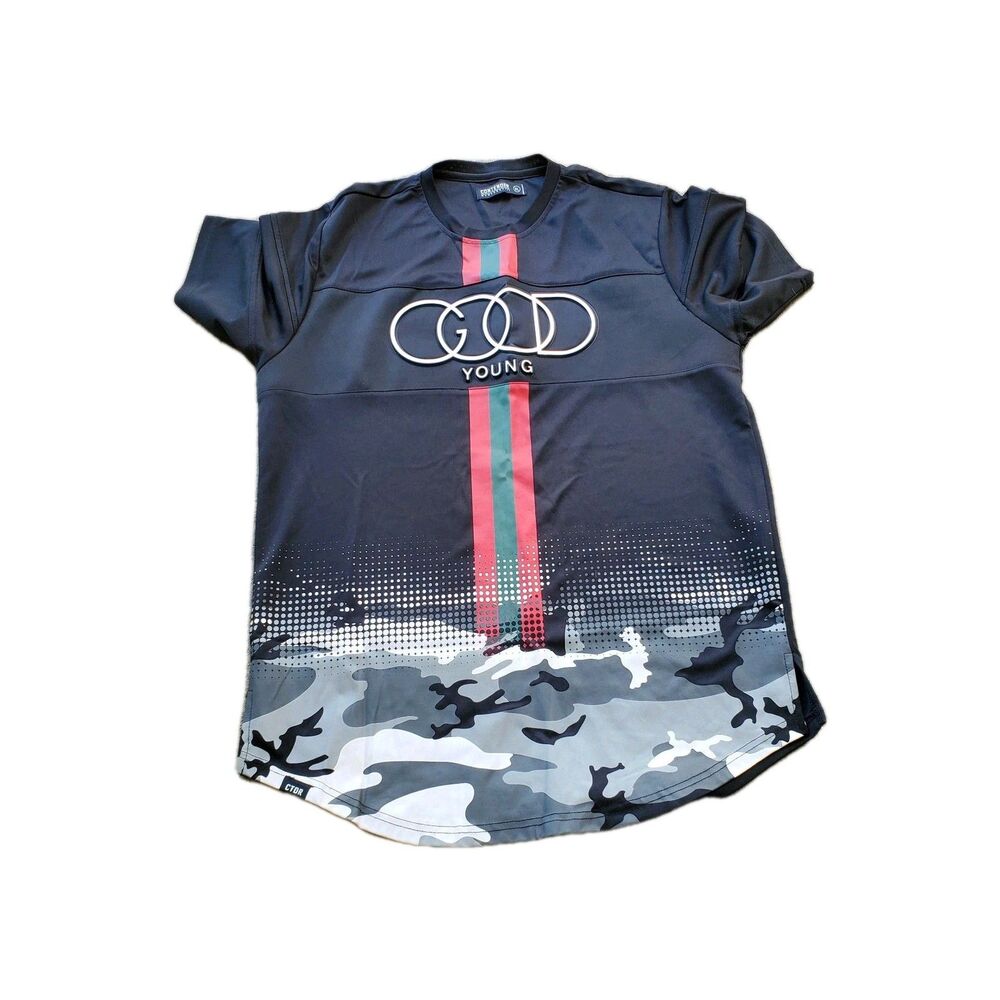 CONTENDER MCMLXXXVIII Men Graphic T-shirt Black Good Young  Camo Stripe Size XL